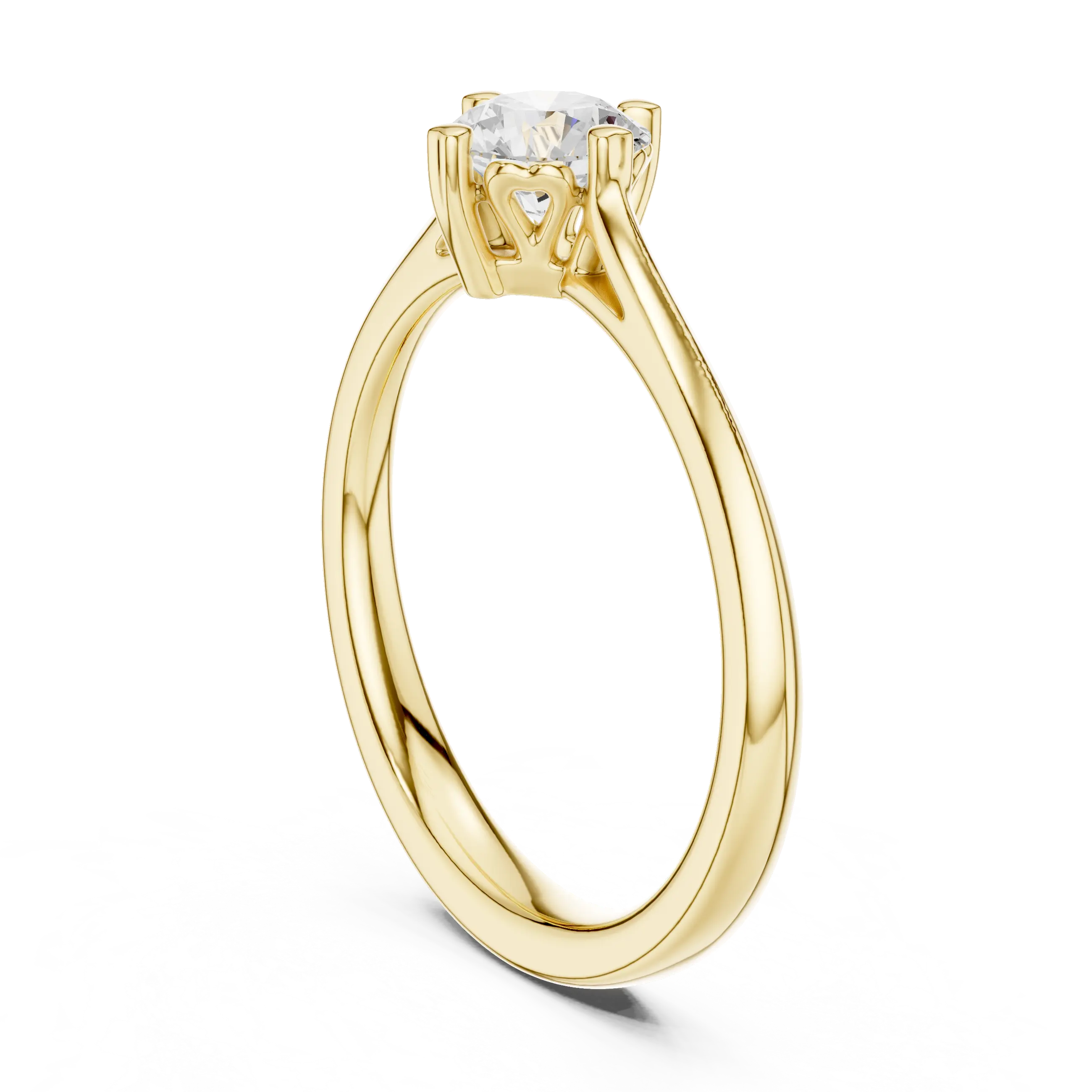 18K Yellow Gold Round Brilliant Moissanite Diamond Solitaire Engagement Ring