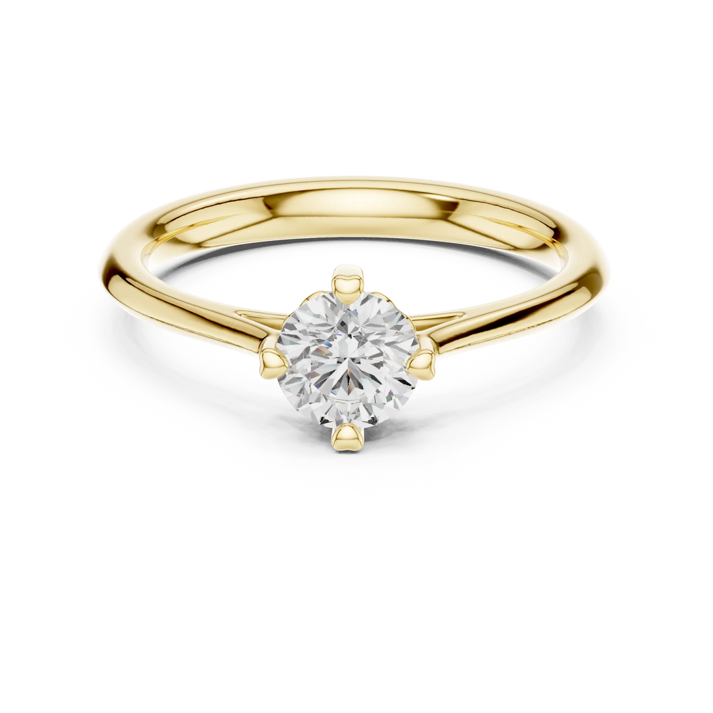 18K Yellow Gold Round Brilliant Moissanite Diamond Solitaire Engagement Ring