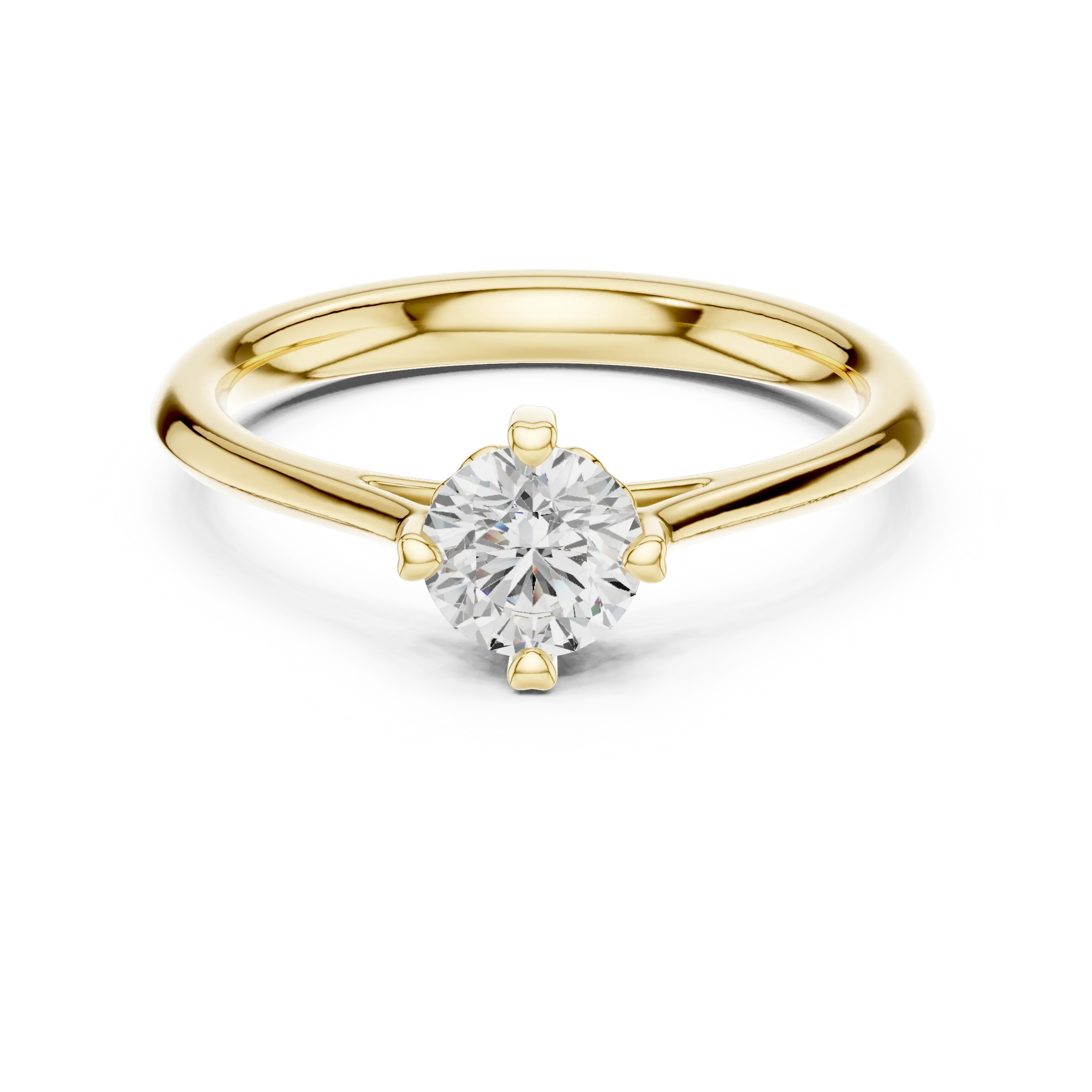 18K Yellow Gold Round Brilliant Moissanite Diamond Solitaire Engagement Ring