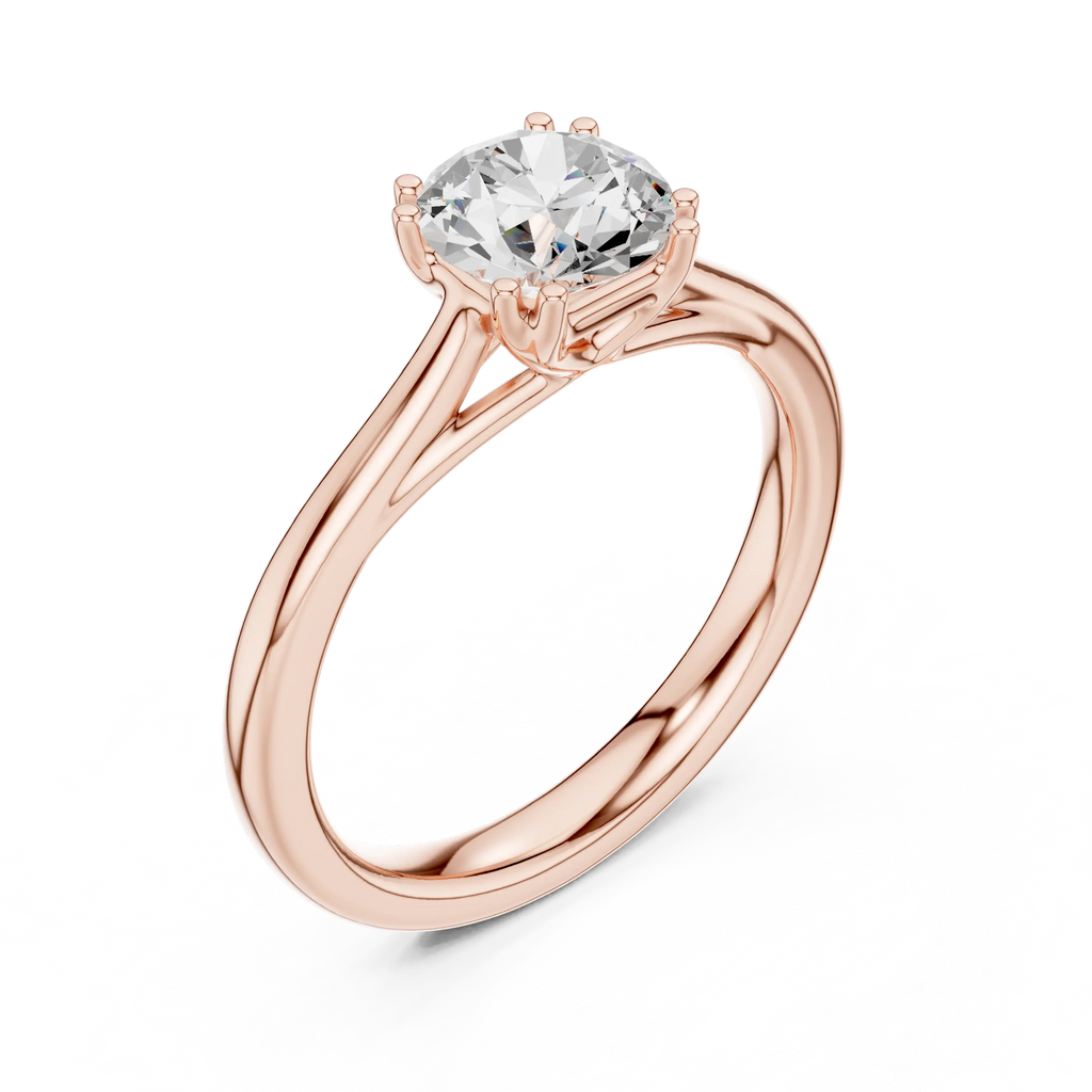 14K White Gold Round Brilliant Diamond Bridal Engagement Ring