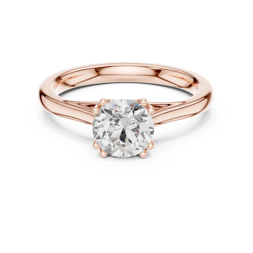 14K White Gold Round Brilliant Diamond Bridal Engagement Ring