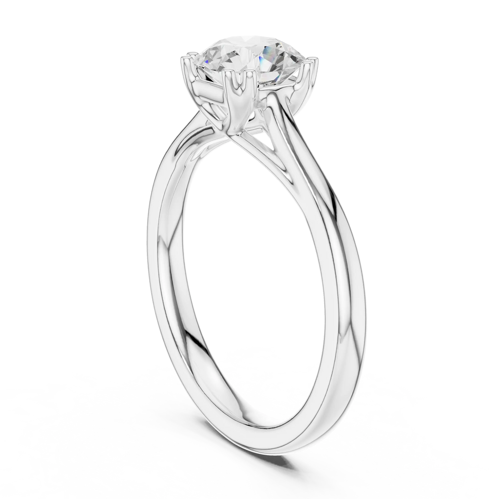 14K White Gold Round Brilliant Diamond Bridal Engagement Ring