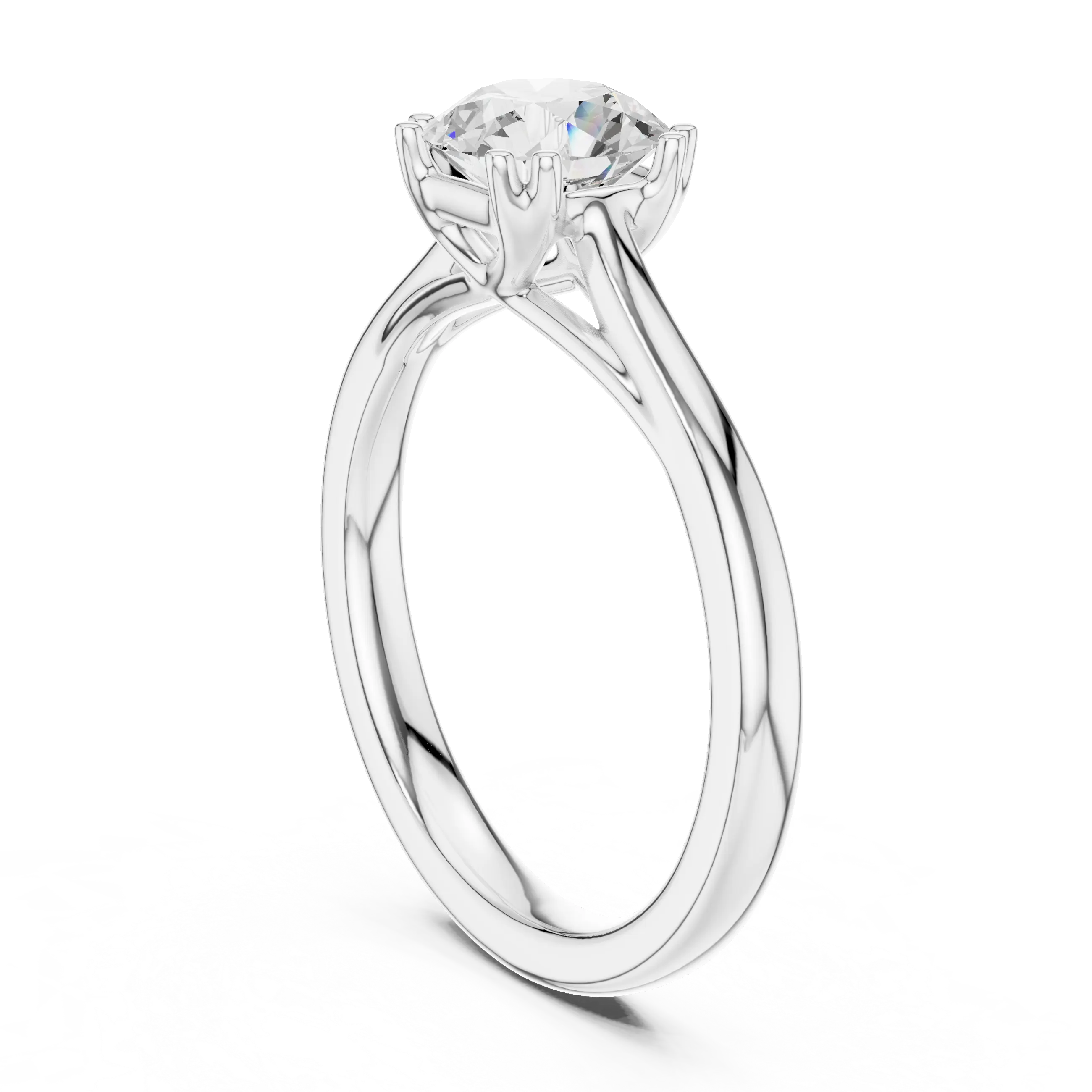 14K White Gold Round Brilliant Diamond Bridal Engagement Ring