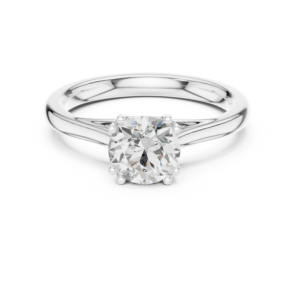 14K White Gold Round Brilliant Diamond Bridal Engagement Ring