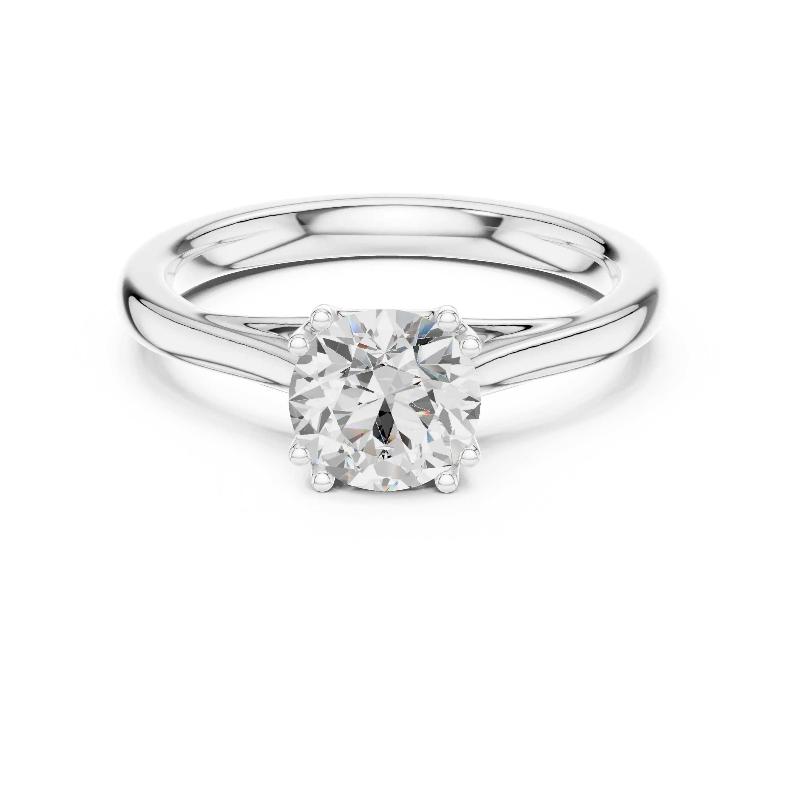 14K White Gold Round Brilliant Diamond Bridal Engagement Ring
