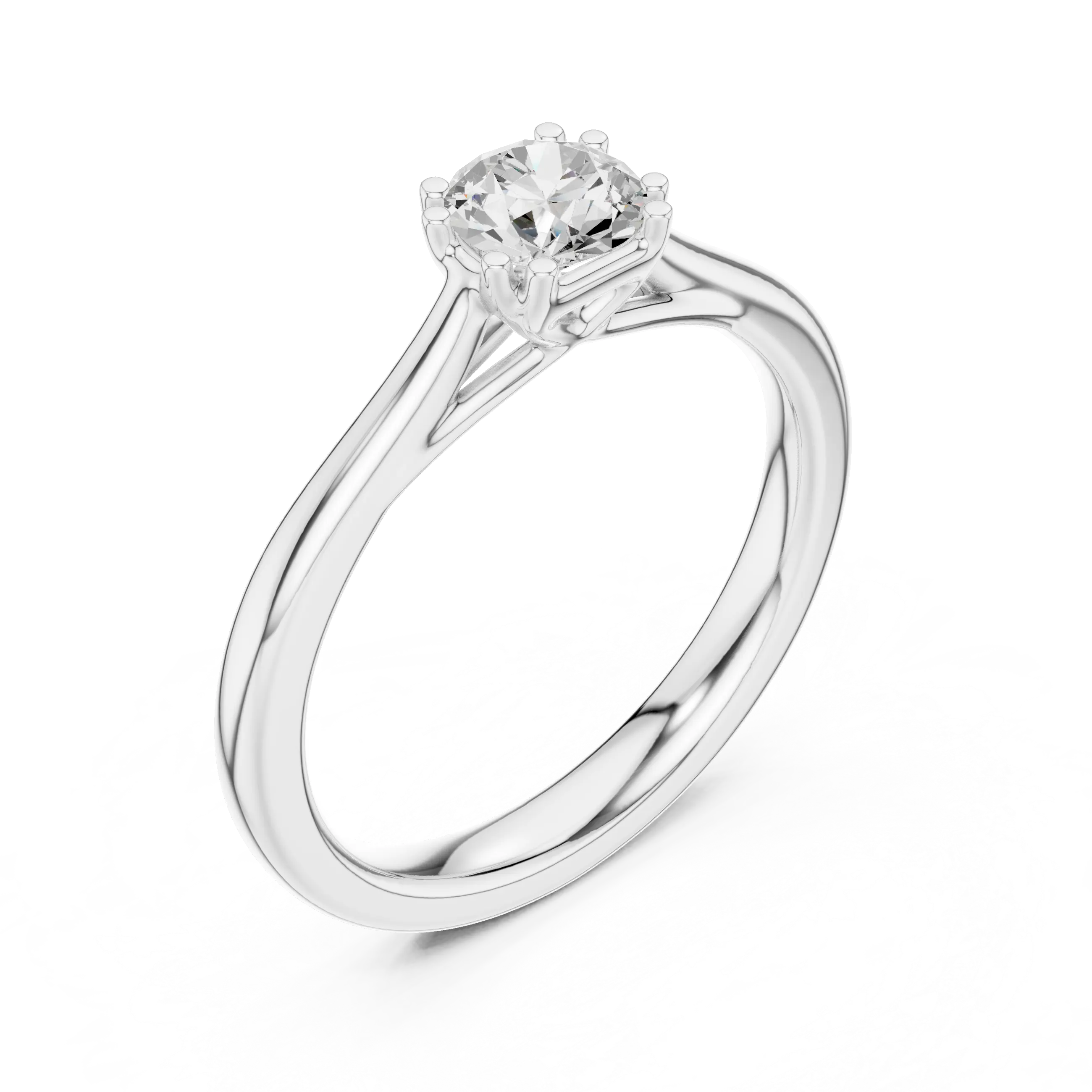Round Cut Solitaire Lab Grown Diamond Ring in White Gold