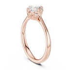 Round Cut Solitaire Floral Prong Engagement Ring in Rose Gold