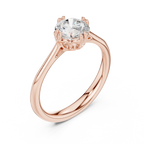 Round Cut Solitaire Floral Prong Engagement Ring in Rose Gold