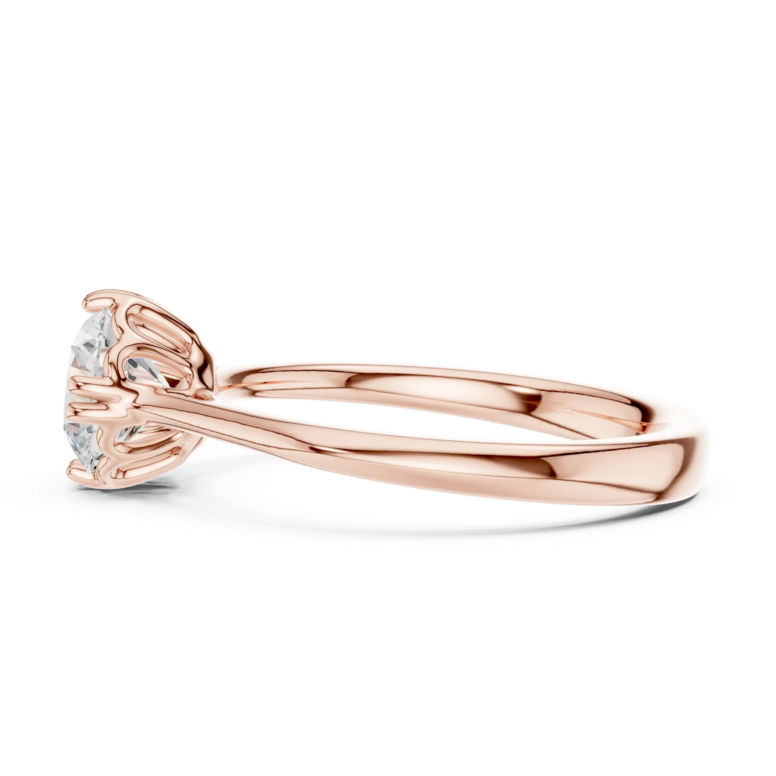 Round Cut Solitaire Floral Prong Engagement Ring in Rose Gold