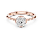 Round Cut Solitaire Floral Prong Engagement Ring in Rose Gold
