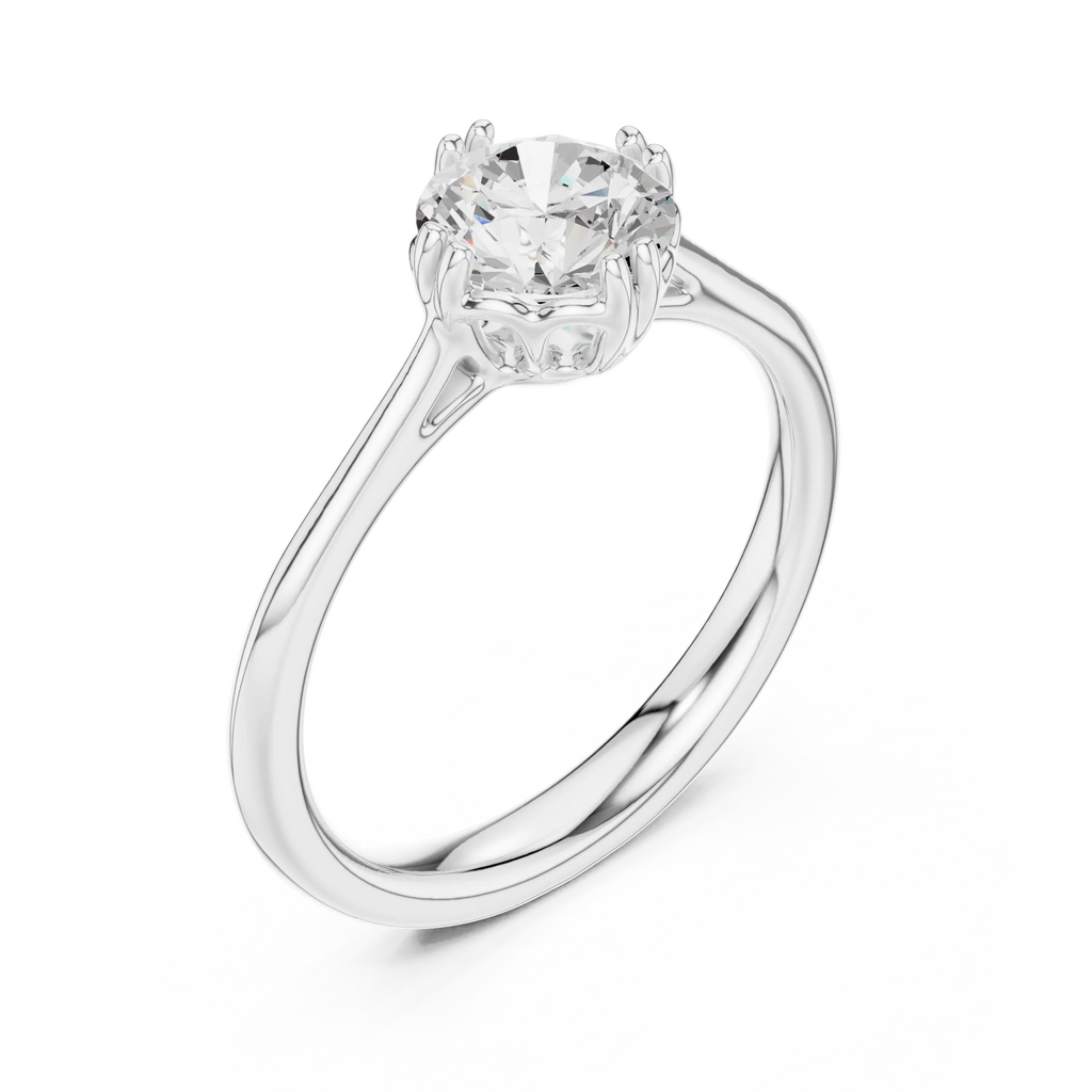 Round Cut Solitaire Floral Prong Engagement Ring in Rose Gold