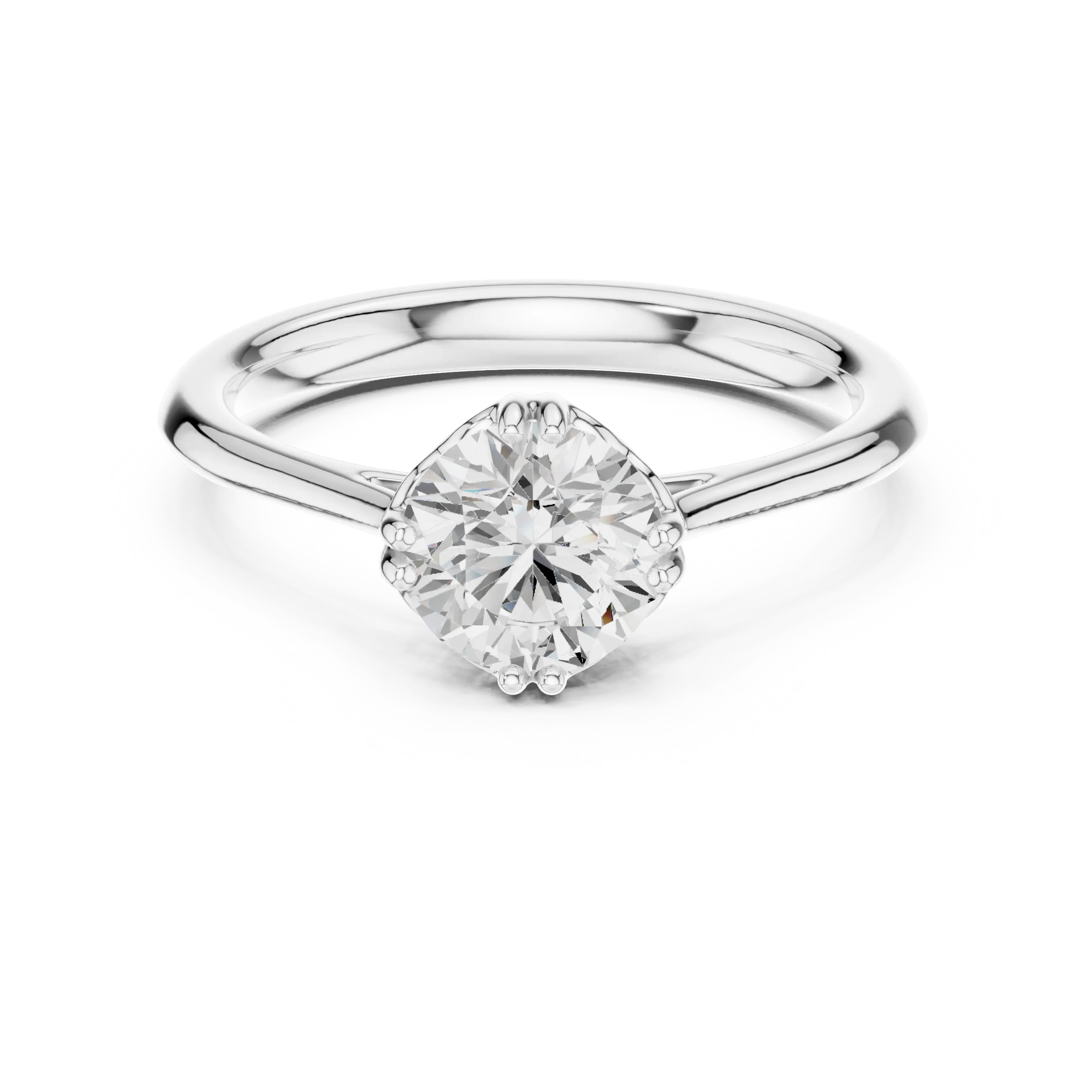 Round Cut Solitaire Floral Prong Engagement Ring in Rose Gold