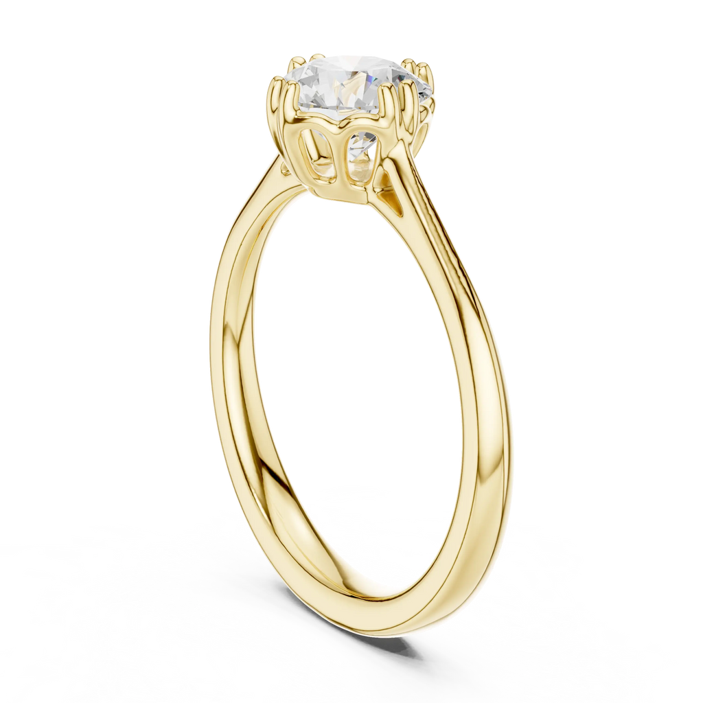 Round Cut Solitaire Floral Prong Engagement Ring in Rose Gold
