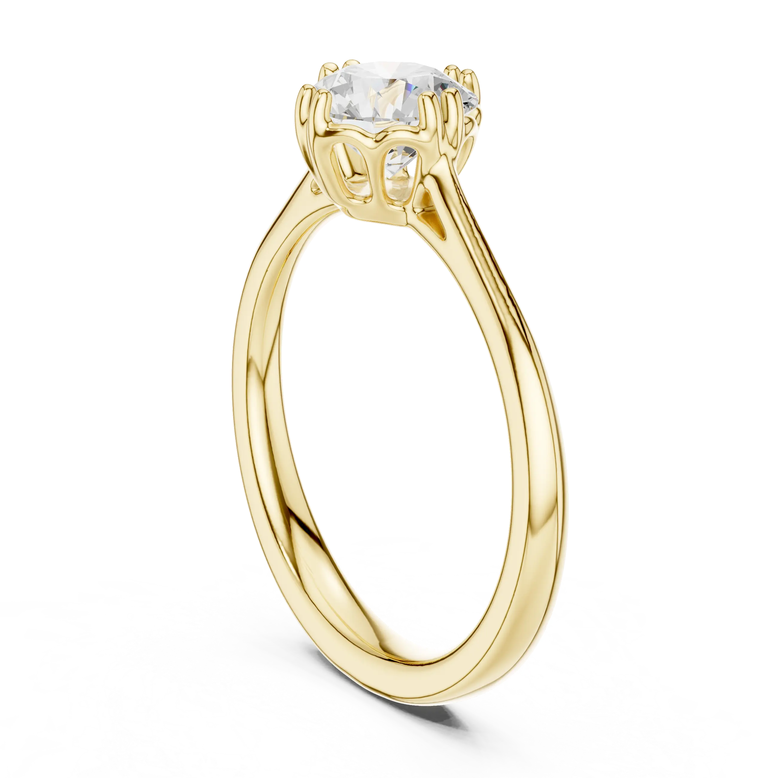 Round Cut Solitaire Floral Prong Engagement Ring in Rose Gold