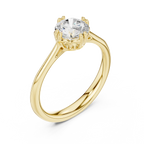 Round Cut Solitaire Floral Prong Engagement Ring in Rose Gold