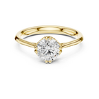 Round Cut Solitaire Floral Prong Engagement Ring in Rose Gold
