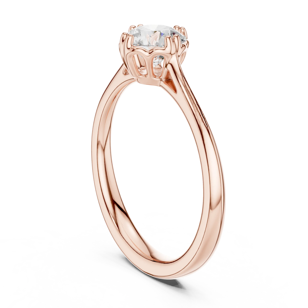 Classic Minimal Bridal Round Cut Solitaire Diamond Ring in Yellow Gold