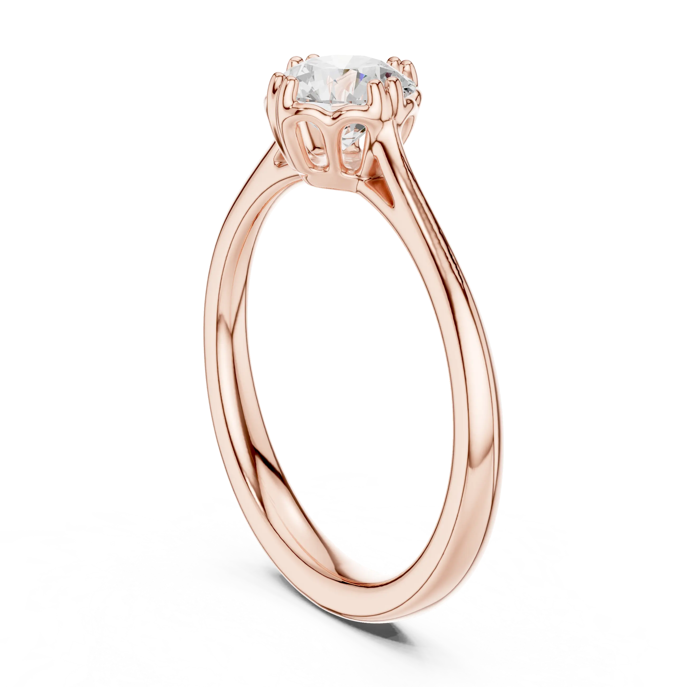 Classic Minimal Bridal Round Cut Solitaire Diamond Ring in Yellow Gold