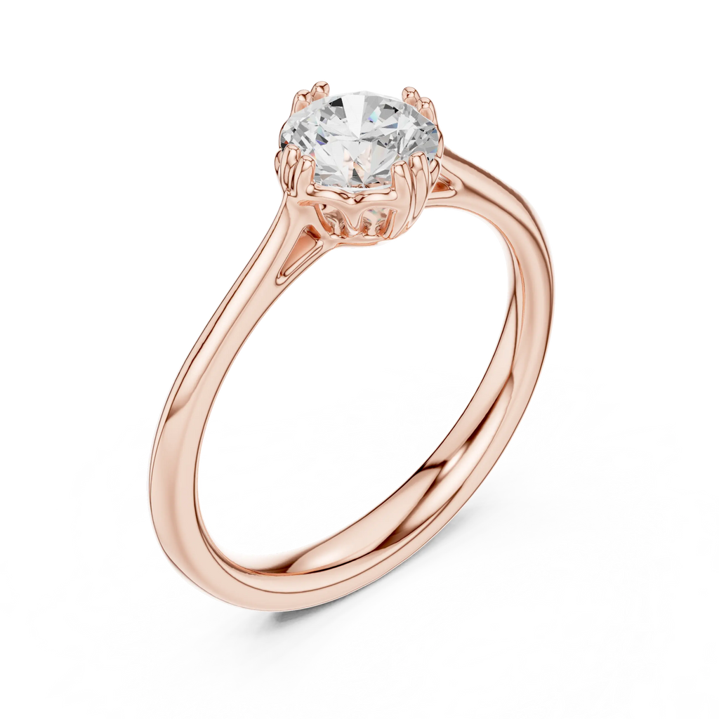 Classic Minimal Bridal Round Cut Solitaire Diamond Ring in Yellow Gold