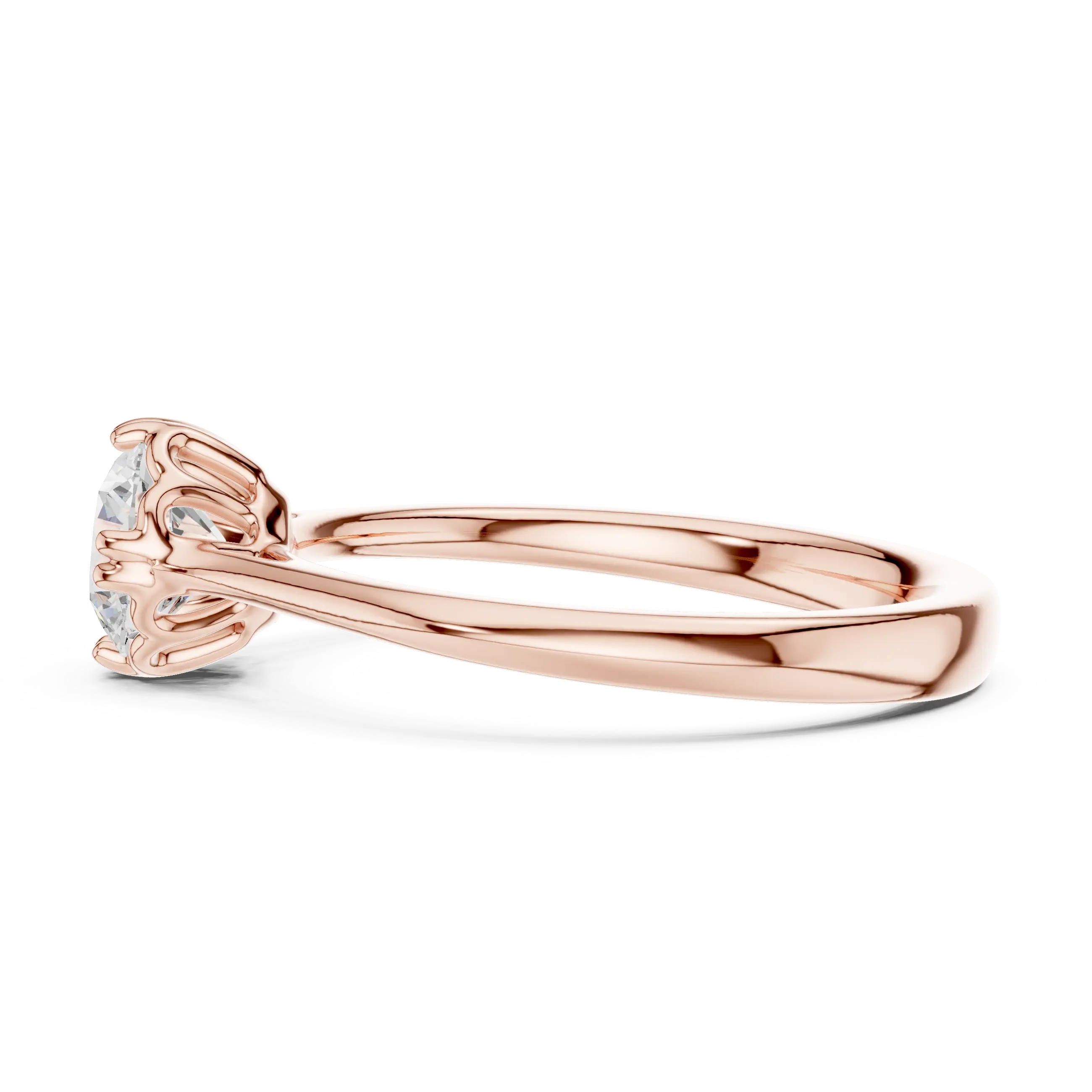 Classic Minimal Bridal Round Cut Solitaire Diamond Ring in Yellow Gold