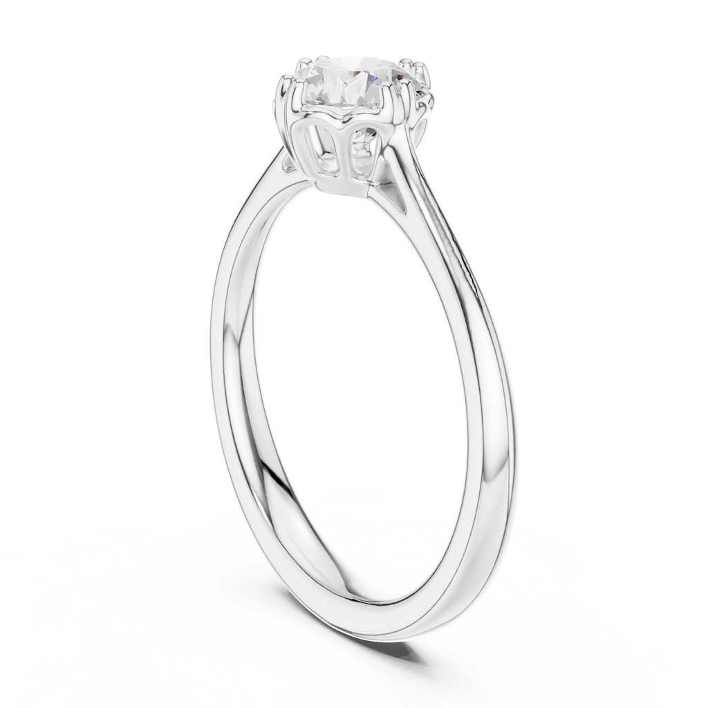 Classic Minimal Bridal Round Cut Solitaire Diamond Ring in Yellow Gold