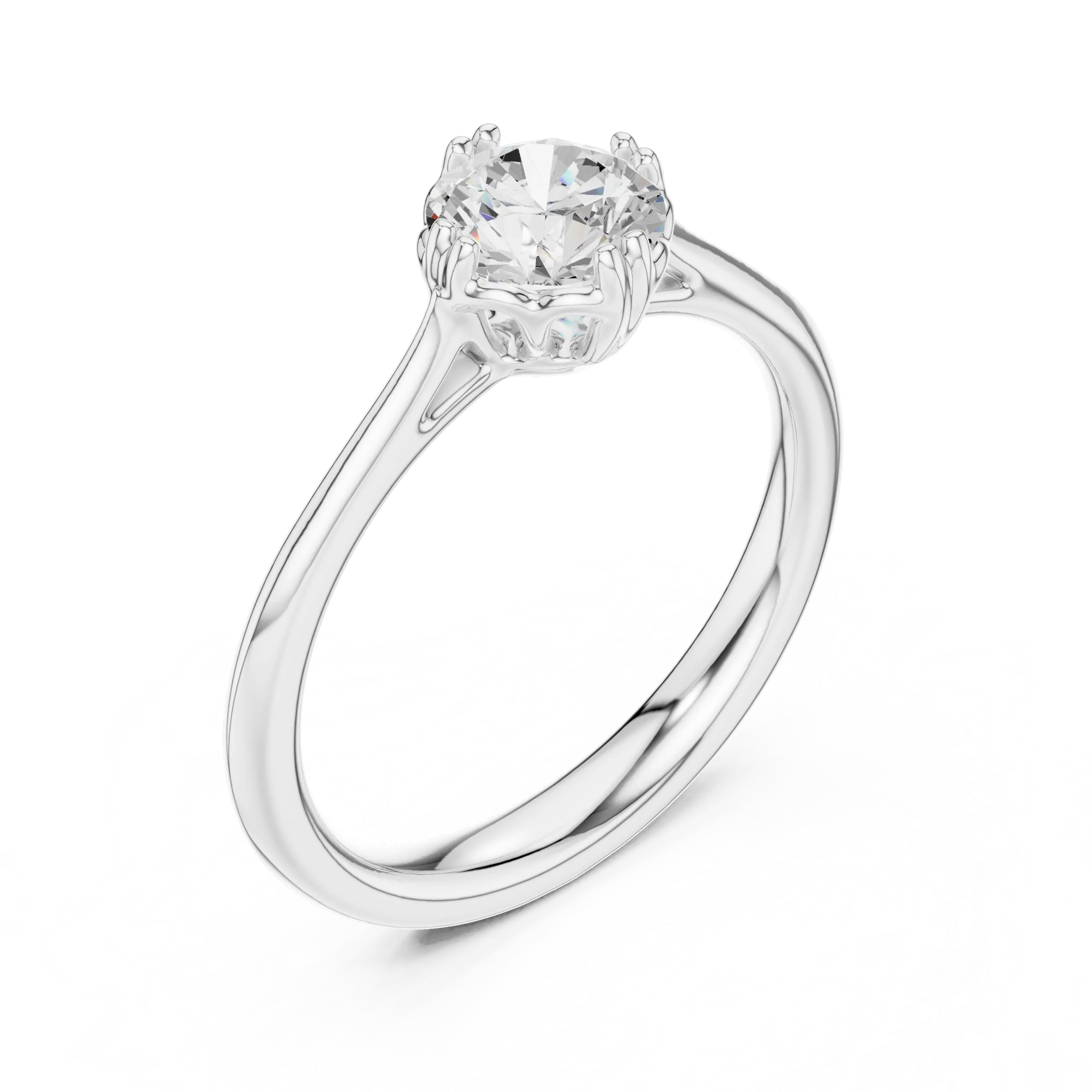 Classic Minimal Bridal Round Cut Solitaire Diamond Ring in Yellow Gold