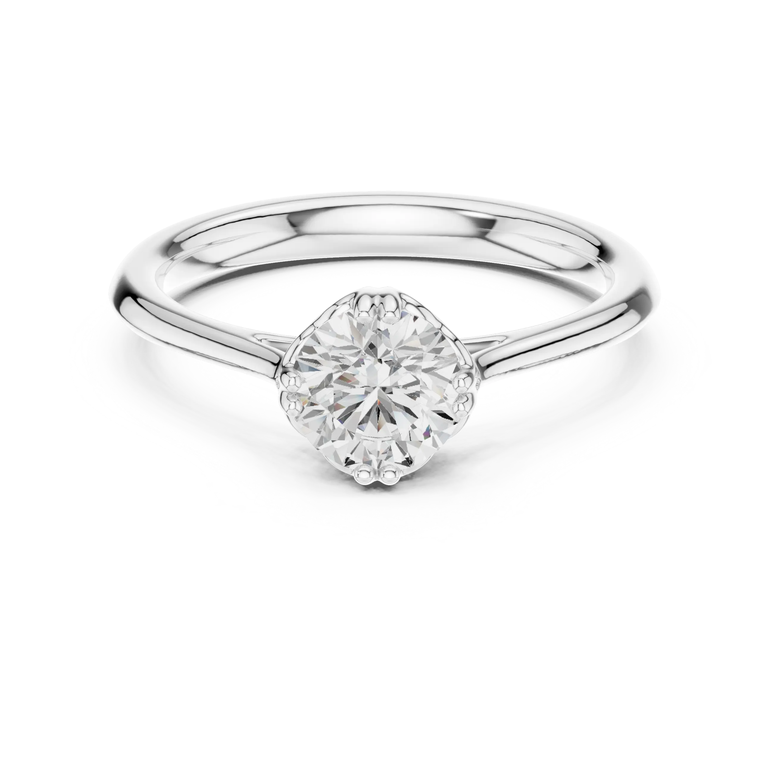 Classic Minimal Bridal Round Cut Solitaire Diamond Ring in Yellow Gold