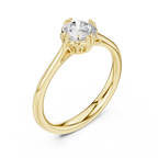 Classic Minimal Bridal Round Cut Solitaire Diamond Ring in Yellow Gold