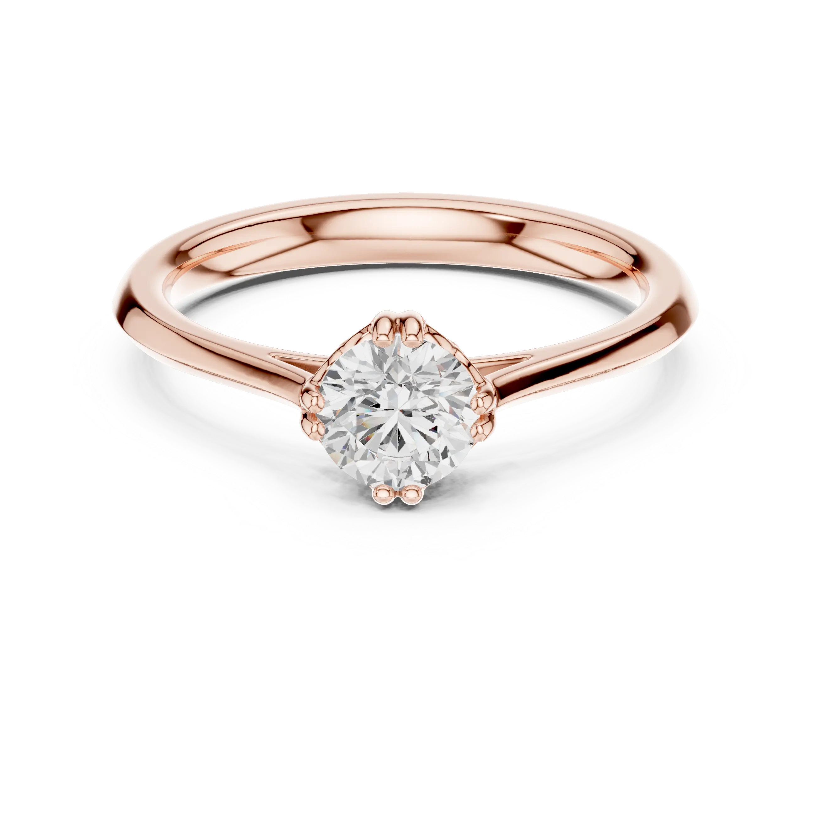 10K Round Cut Solitaire Moissanite  Diamond Ring in White Gold