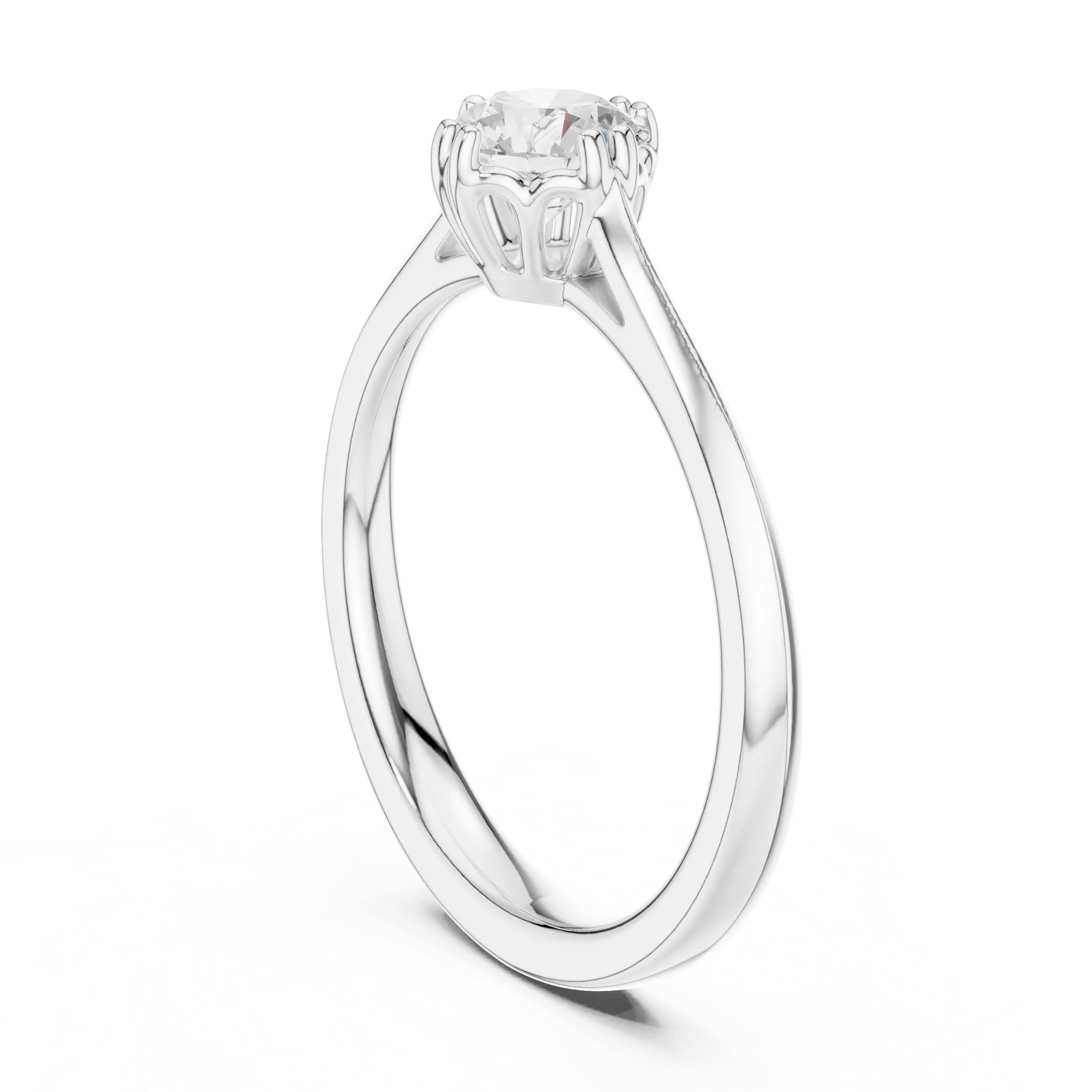 10K Round Cut Solitaire Moissanite  Diamond Ring in White Gold