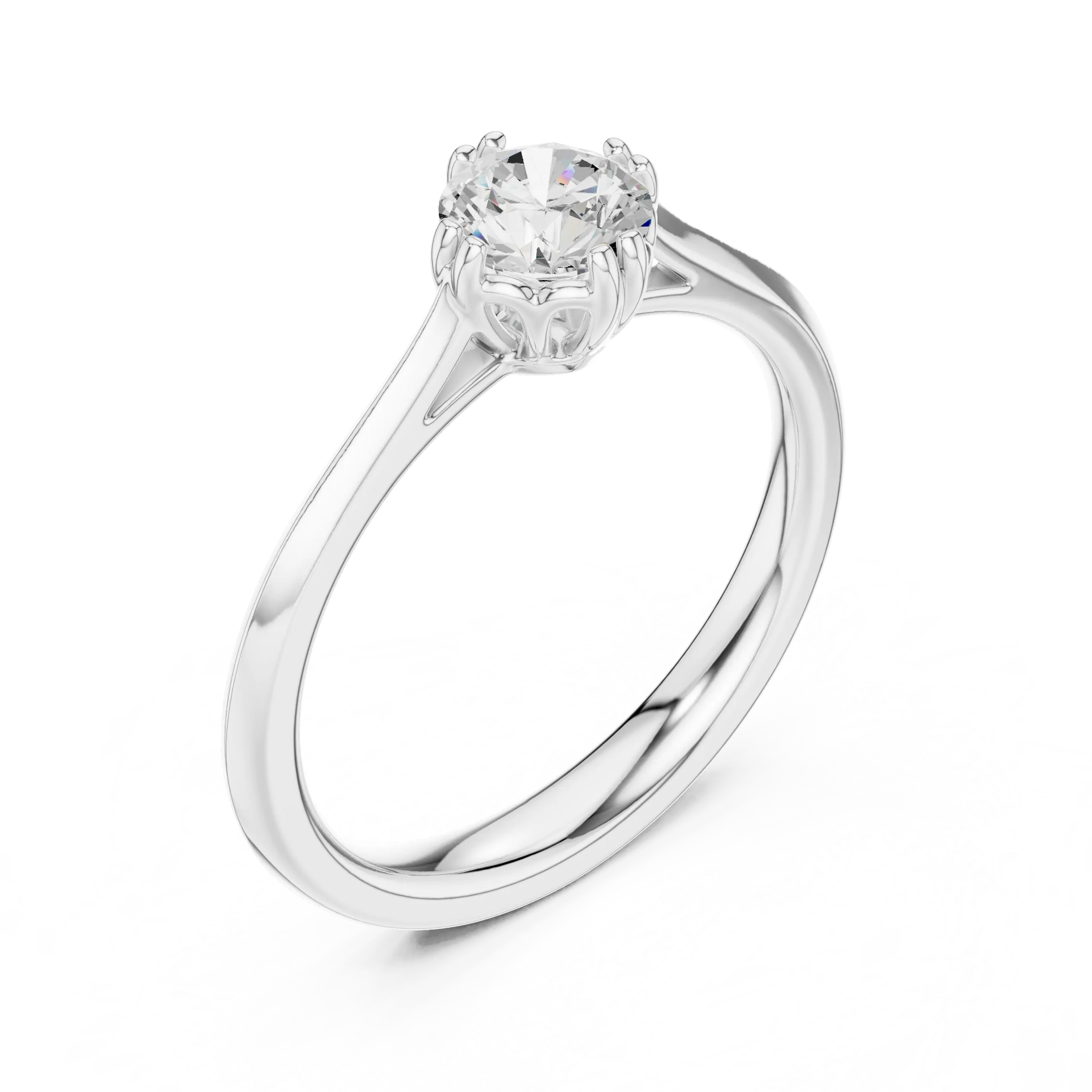 10K Round Cut Solitaire Moissanite  Diamond Ring in White Gold