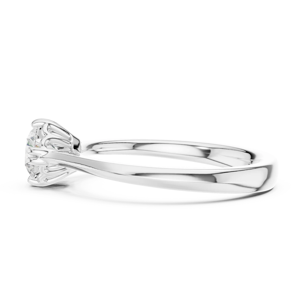 10K Round Cut Solitaire Moissanite  Diamond Ring in White Gold
