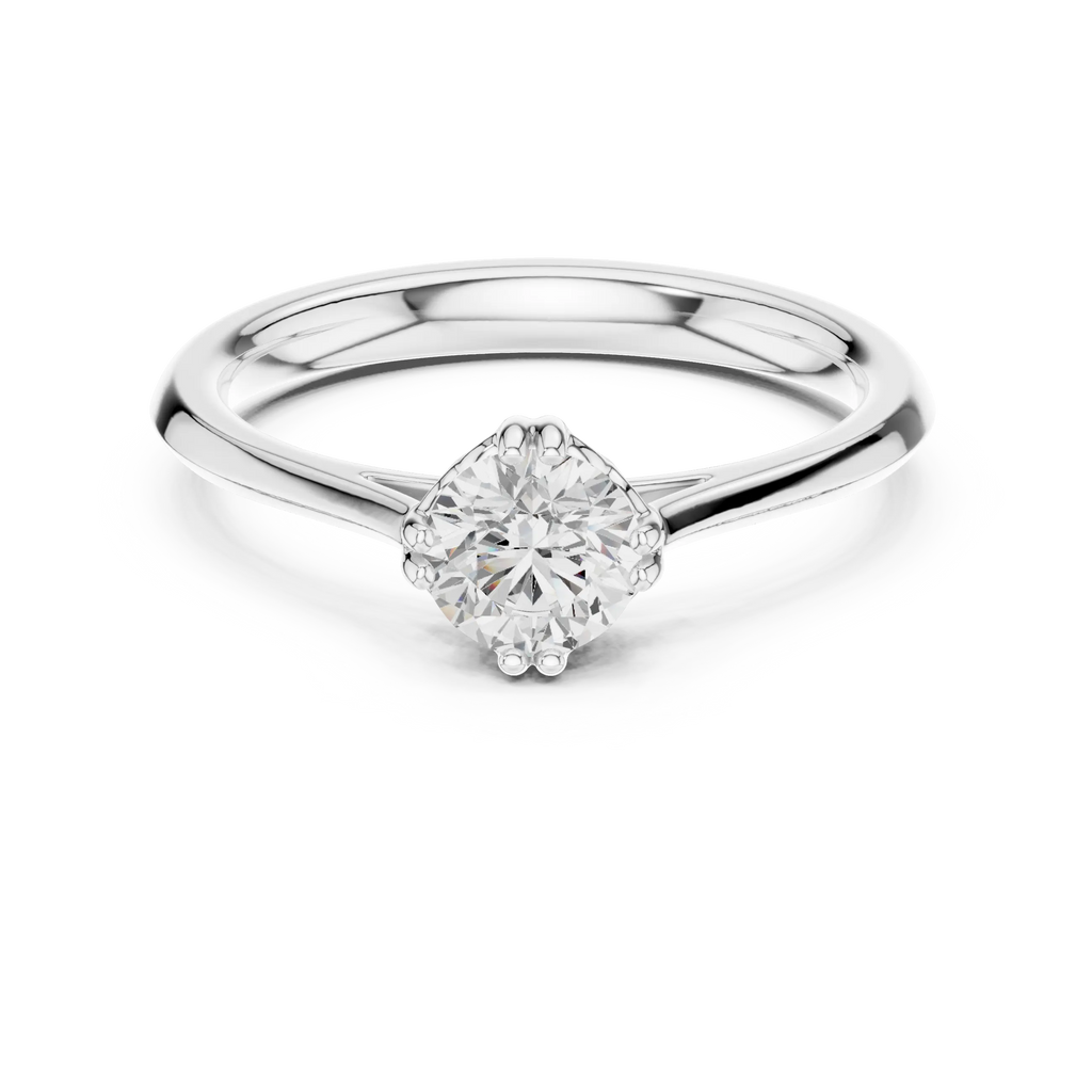 10K Round Cut Solitaire Moissanite  Diamond Ring in White Gold