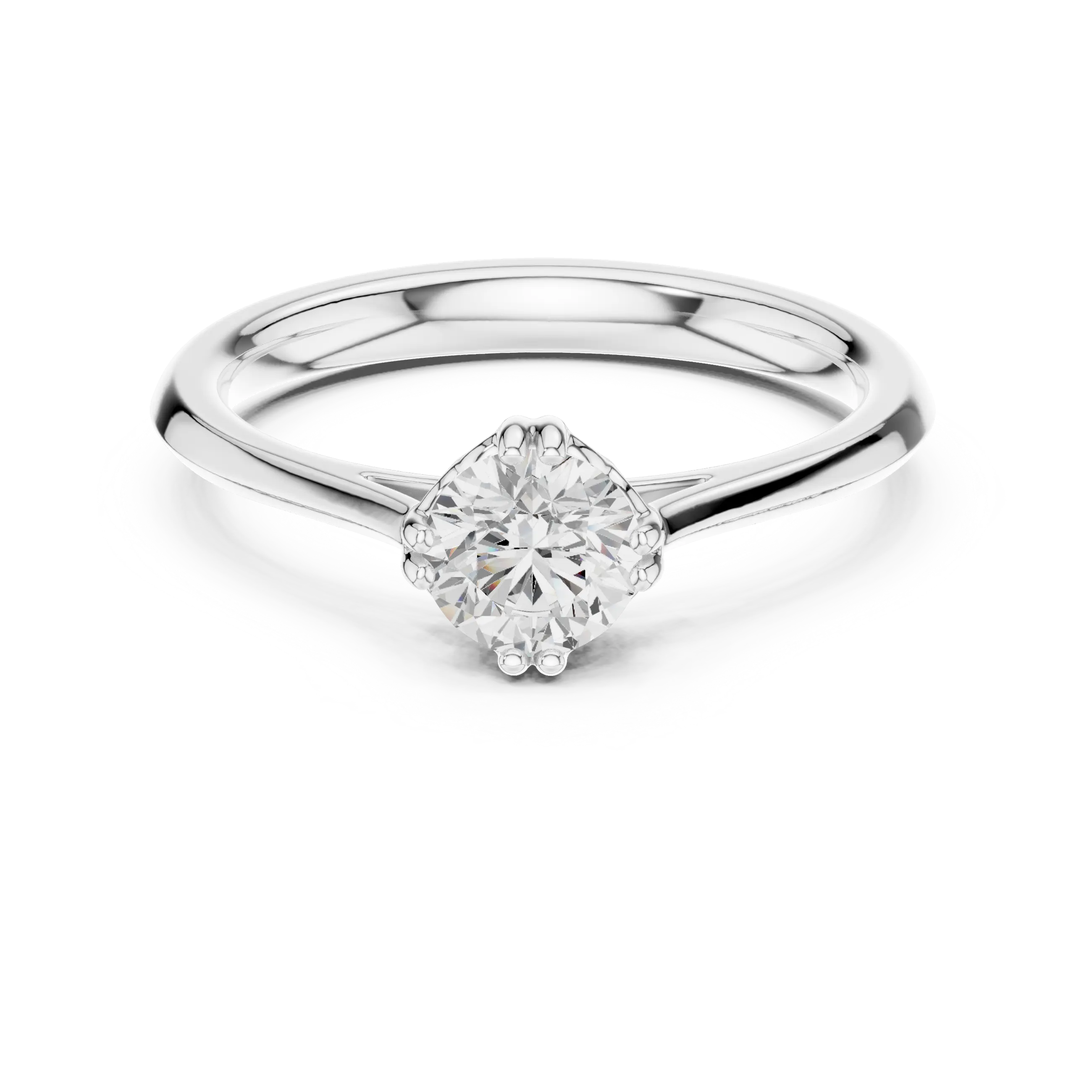 10K Round Cut Solitaire Moissanite  Diamond Ring in White Gold