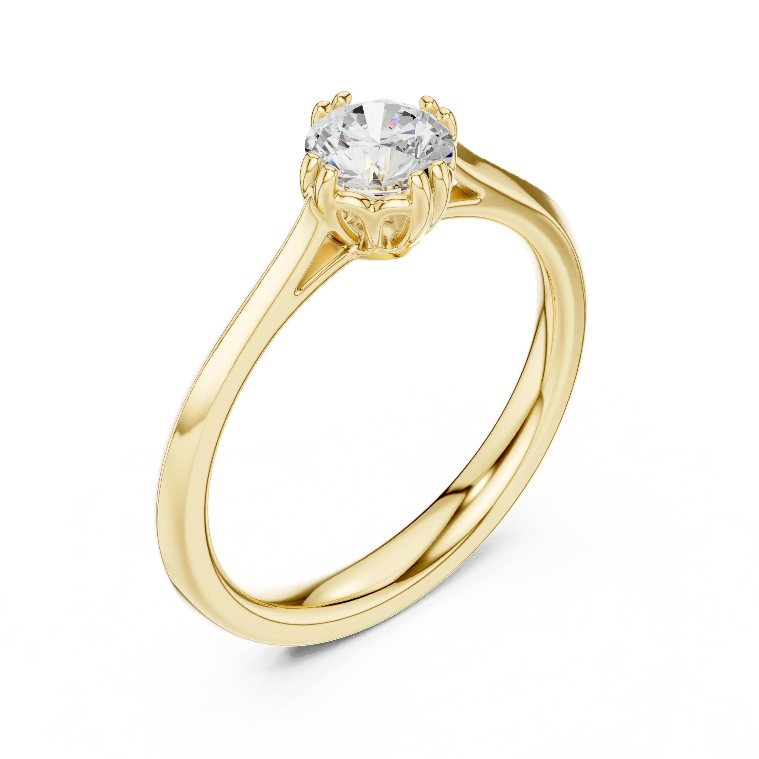 10K Round Cut Solitaire Moissanite  Diamond Ring in White Gold