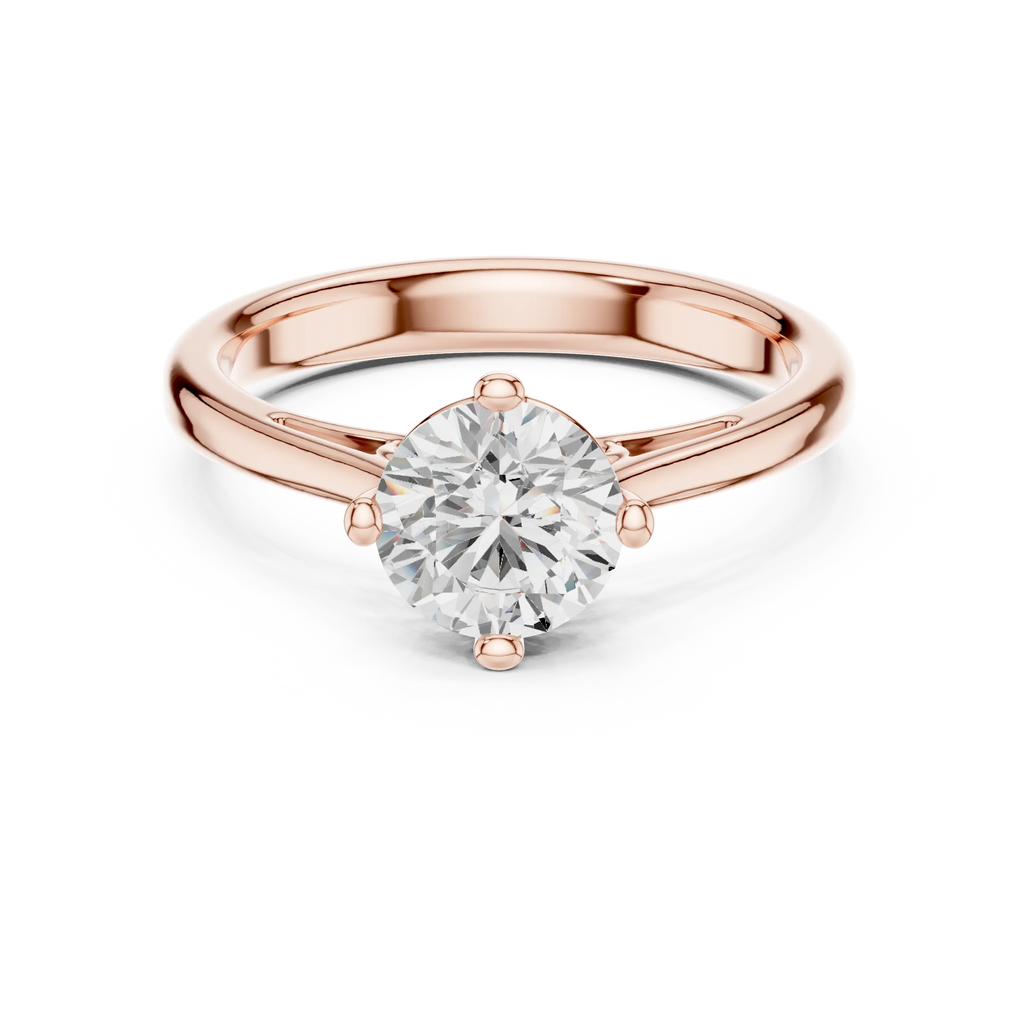 Classic 4 Prong Round Cut Solitaire Diamond Ring in Yellow Gold