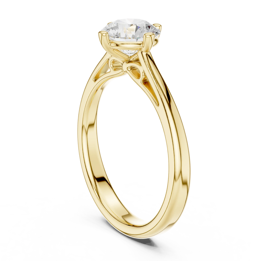 Classic 4 Prong Round Cut Solitaire Diamond Ring in Yellow Gold