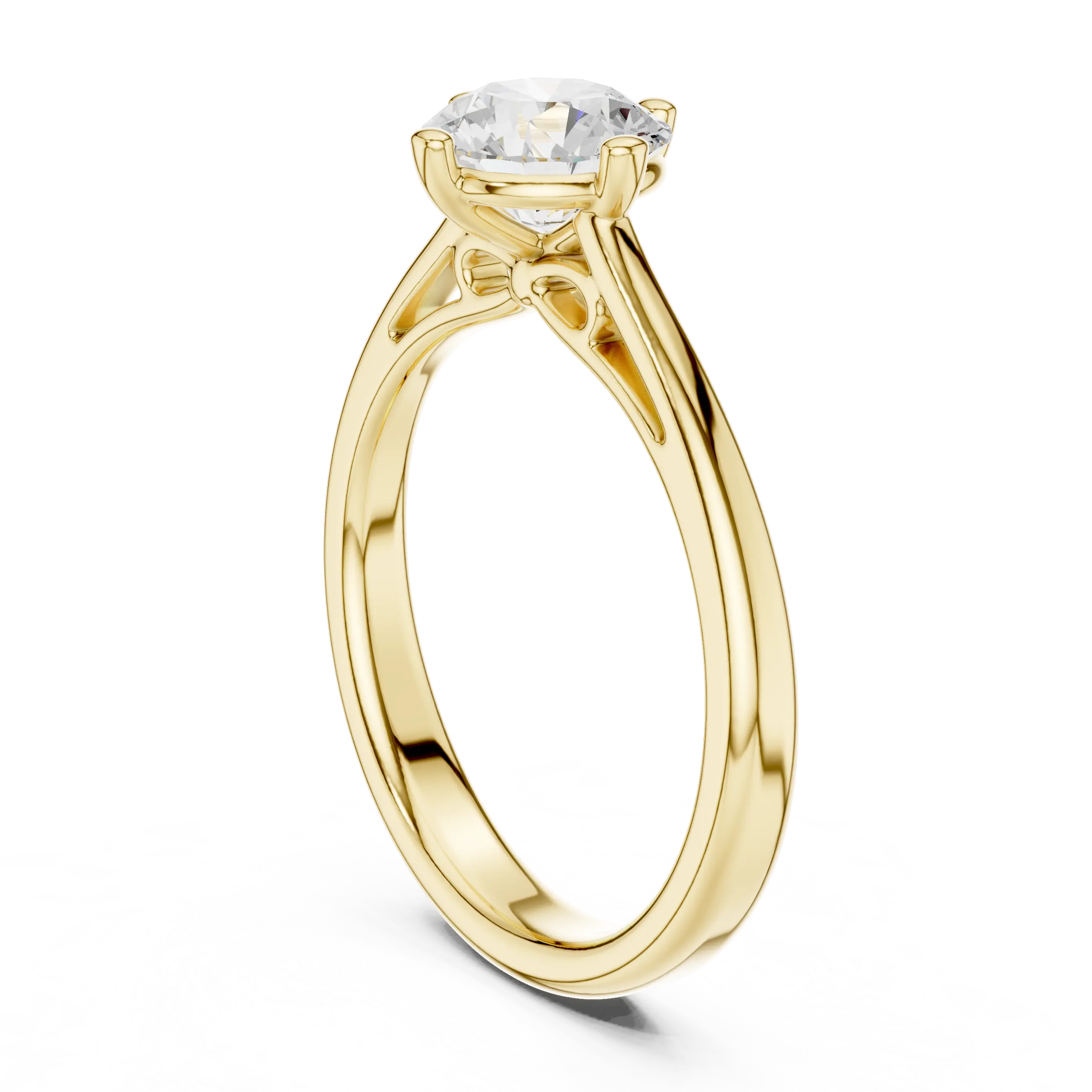 Classic 4 Prong Round Cut Solitaire Diamond Ring in Yellow Gold