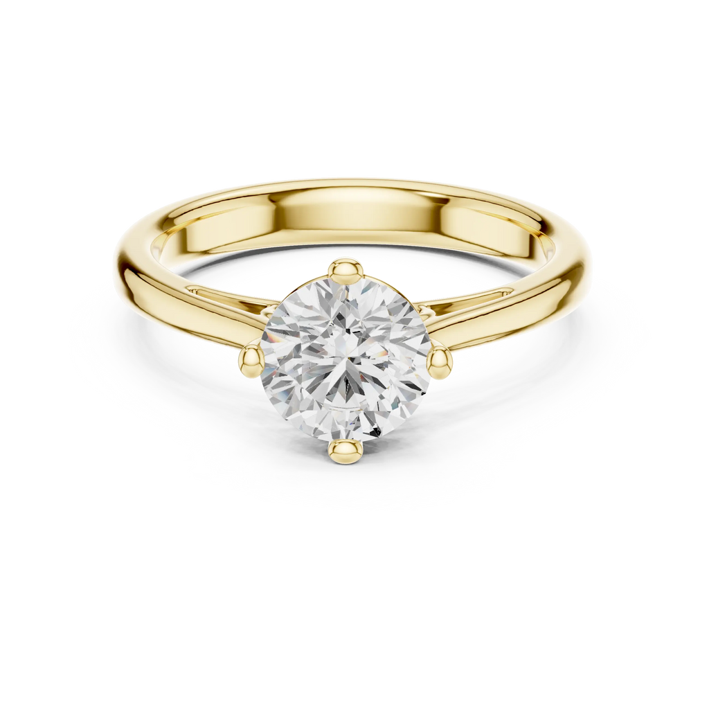 Classic 4 Prong Round Cut Solitaire Diamond Ring in Yellow Gold