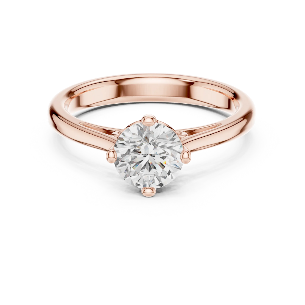 14K White Gold Round Brilliant Cathedral Diamond Engagement Ring
