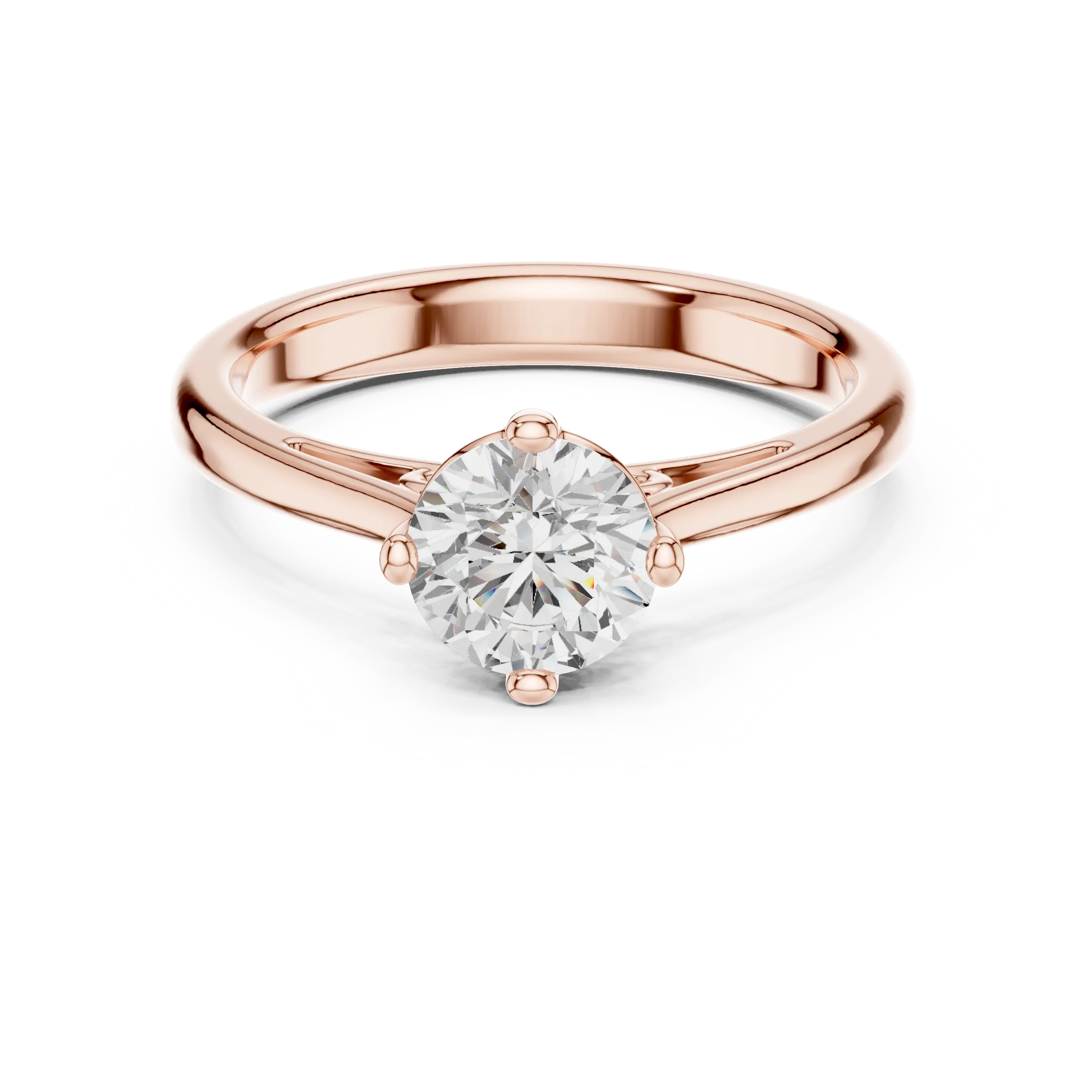 14K White Gold Round Brilliant Cathedral Diamond Engagement Ring
