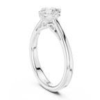 14K White Gold Round Brilliant Cathedral Diamond Engagement Ring