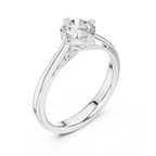 14K White Gold Round Brilliant Cathedral Diamond Engagement Ring