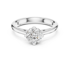 14K White Gold Round Brilliant Cathedral Diamond Engagement Ring