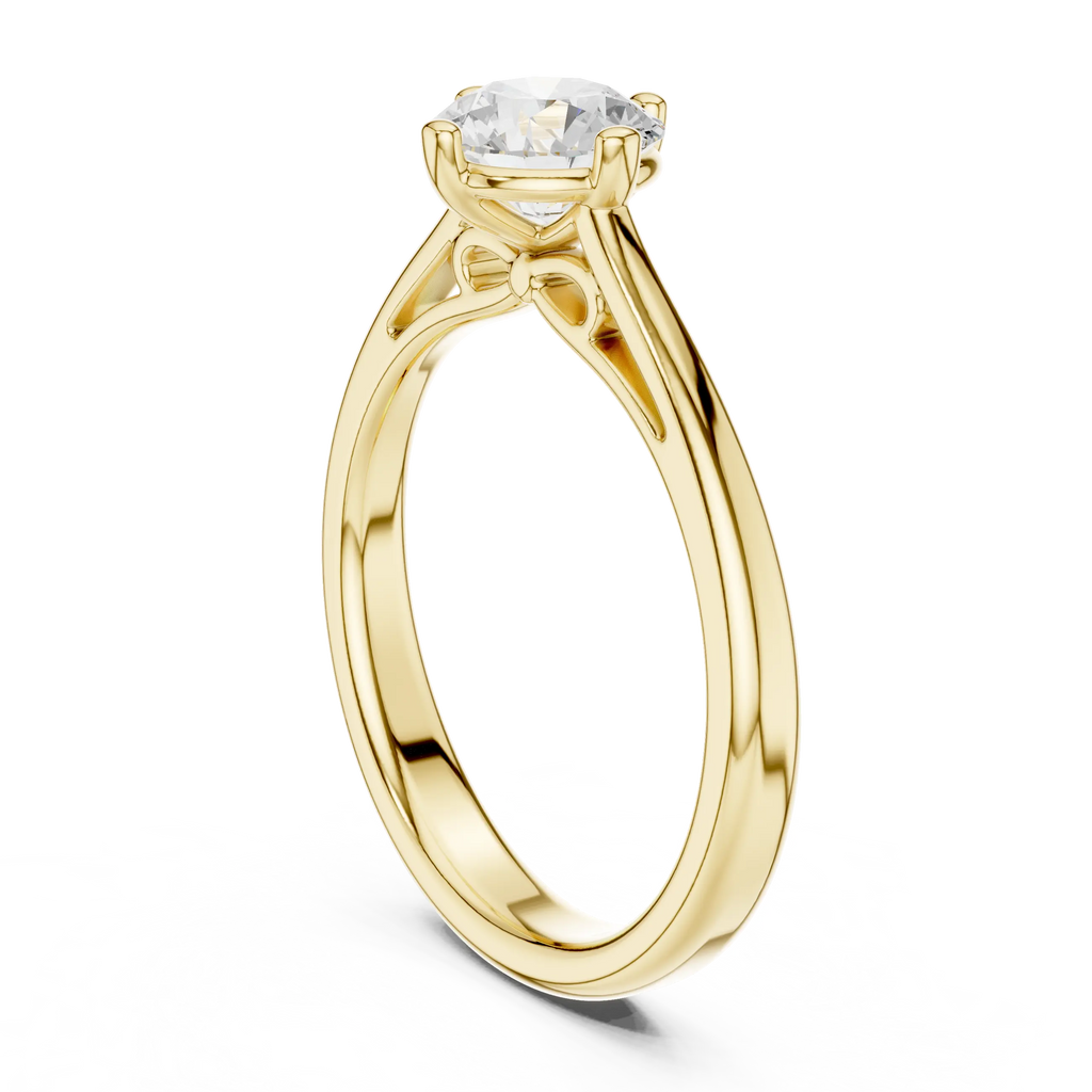 14K White Gold Round Brilliant Cathedral Diamond Engagement Ring
