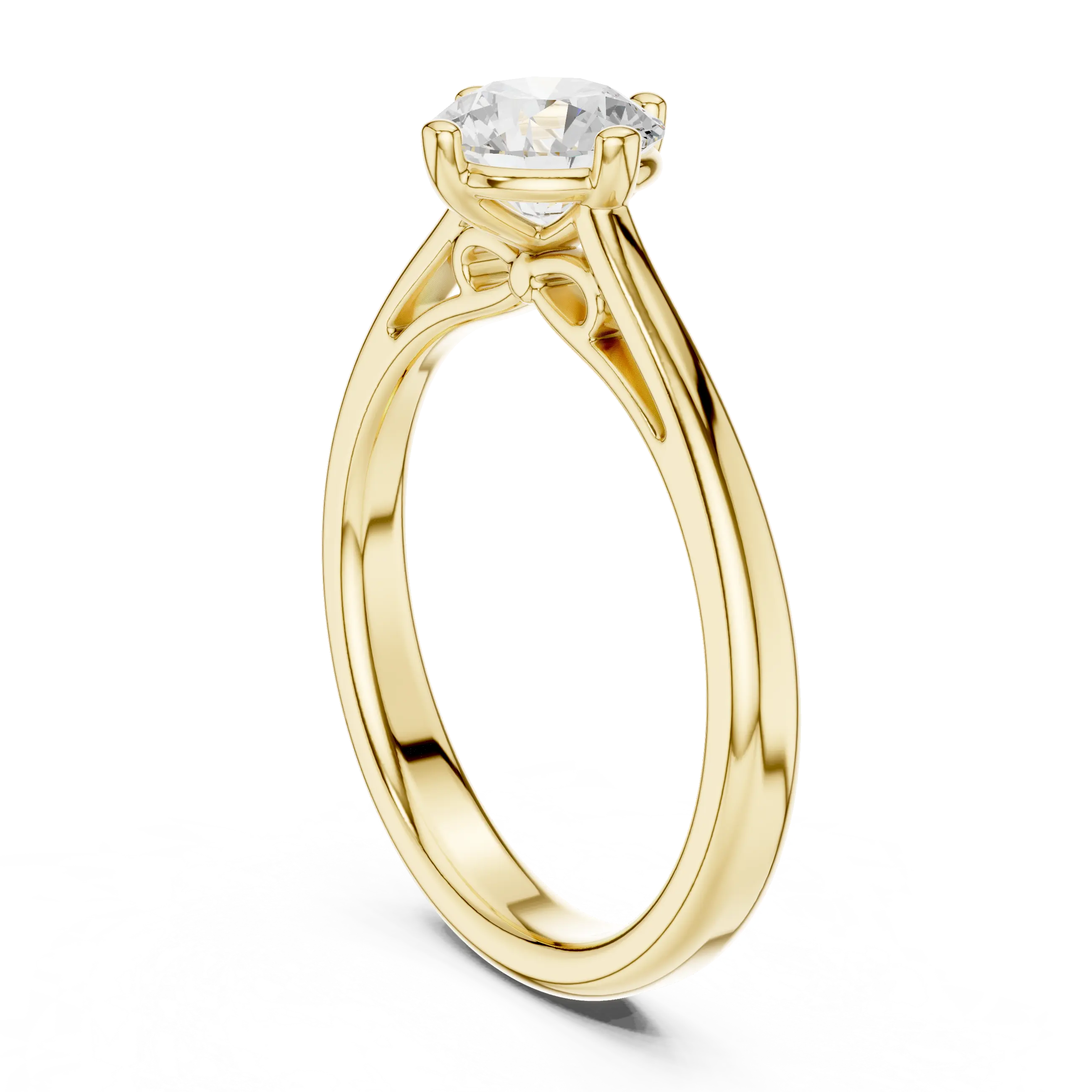 14K White Gold Round Brilliant Cathedral Diamond Engagement Ring
