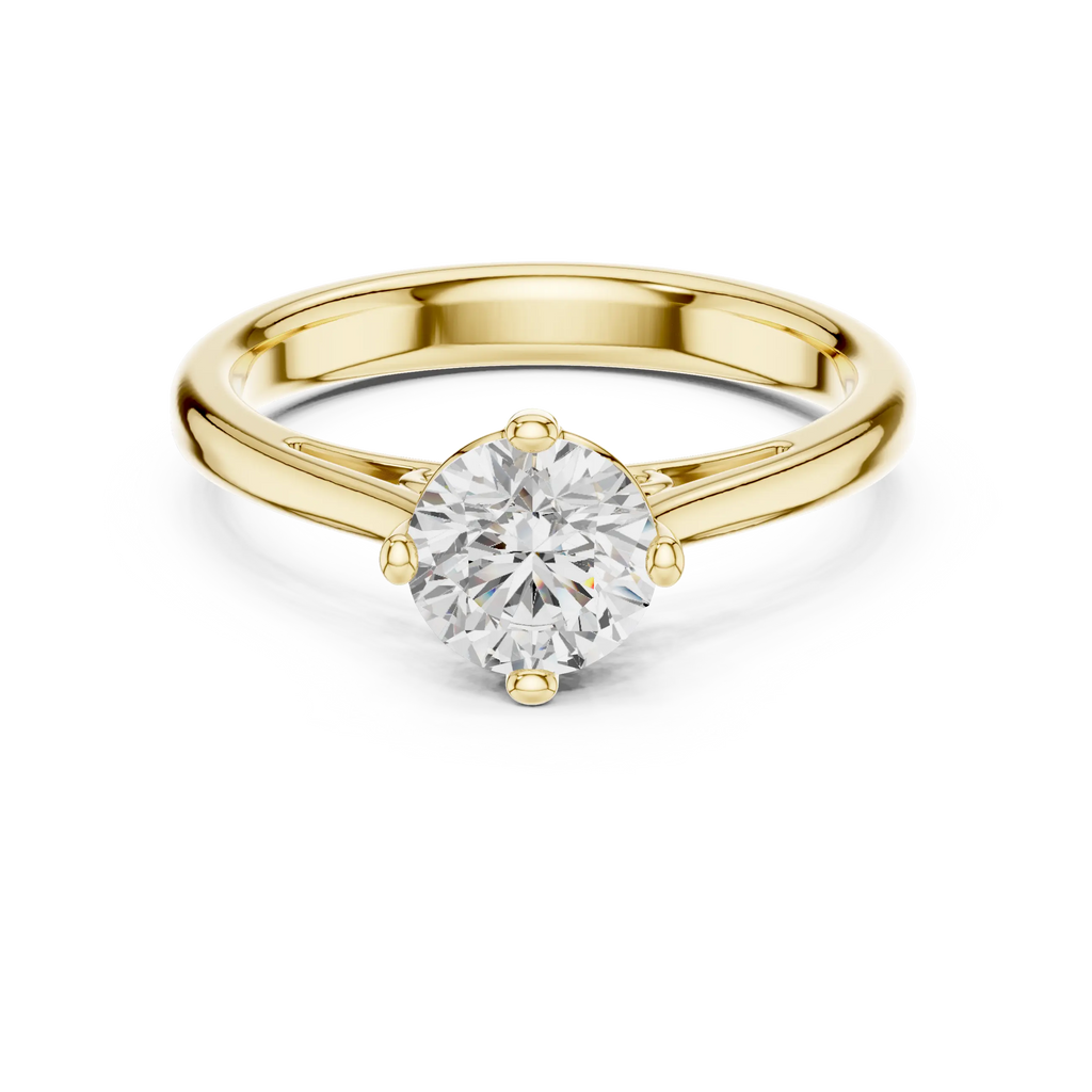 14K White Gold Round Brilliant Cathedral Diamond Engagement Ring