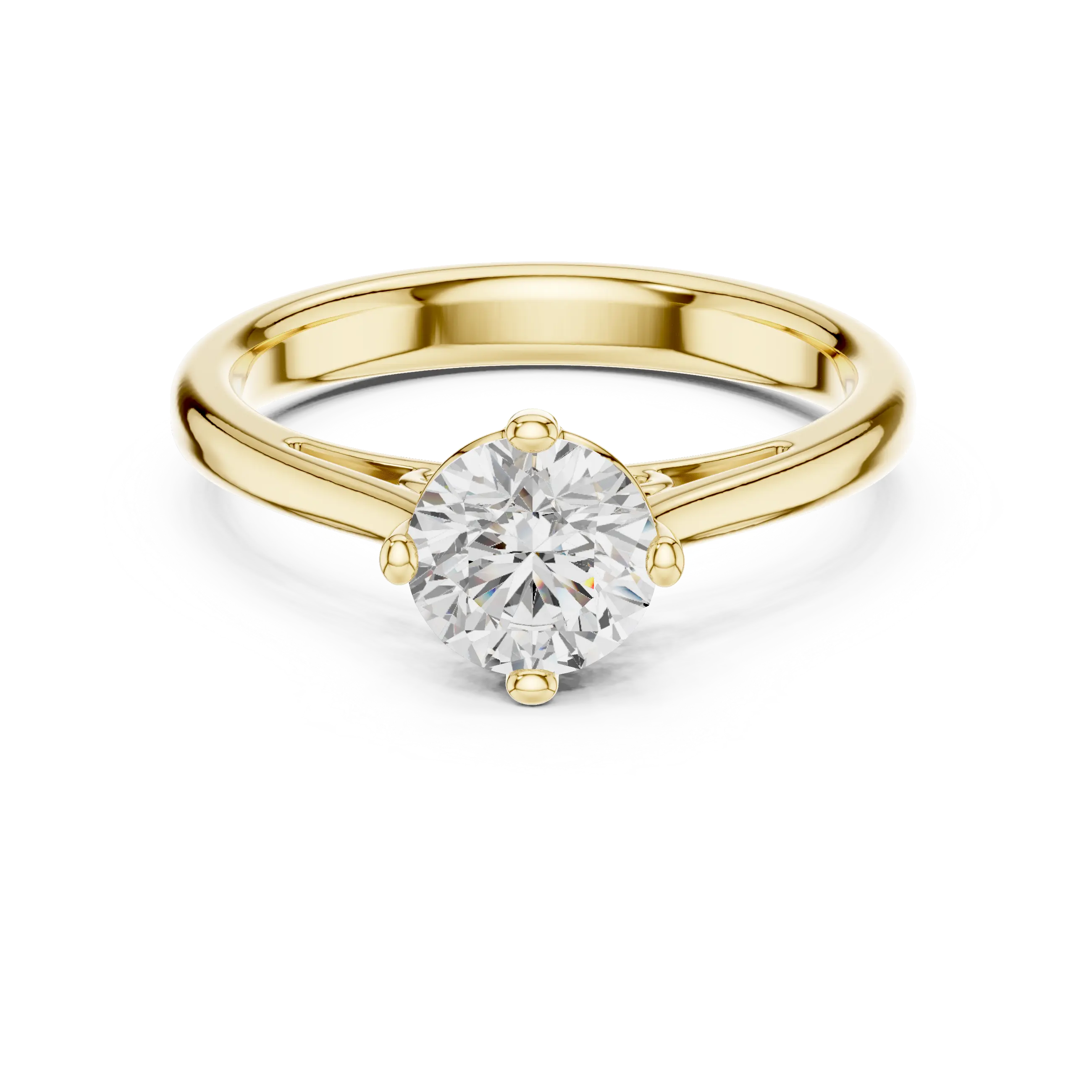 14K White Gold Round Brilliant Cathedral Diamond Engagement Ring