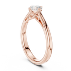 10K Rose Gold Round Brilliant Diamond Elegant Cathedral Solitaire Ring