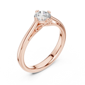 10K Rose Gold Round Brilliant Diamond Elegant Cathedral Solitaire Ring